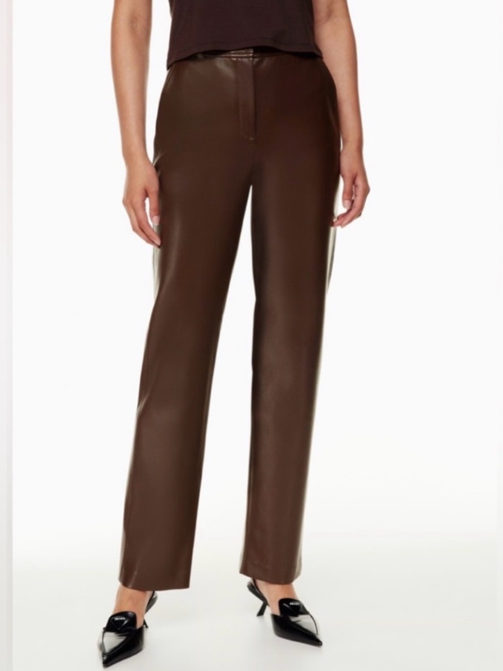 Aritzia Babaton Command vegan leather pants in coffee bean